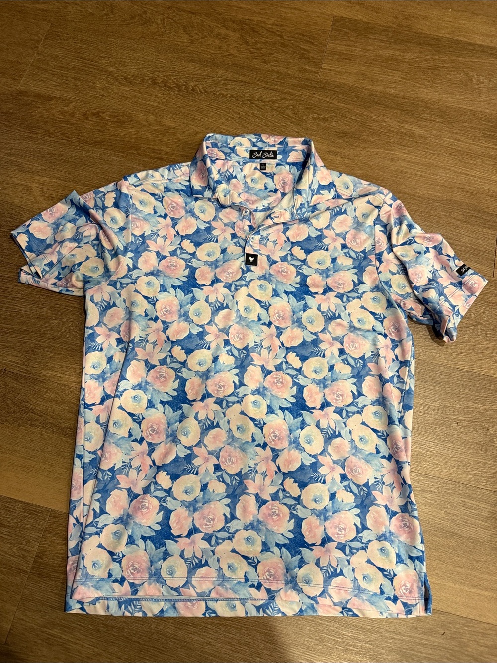 Bad Birdie Floral Polo in Blue and Pink